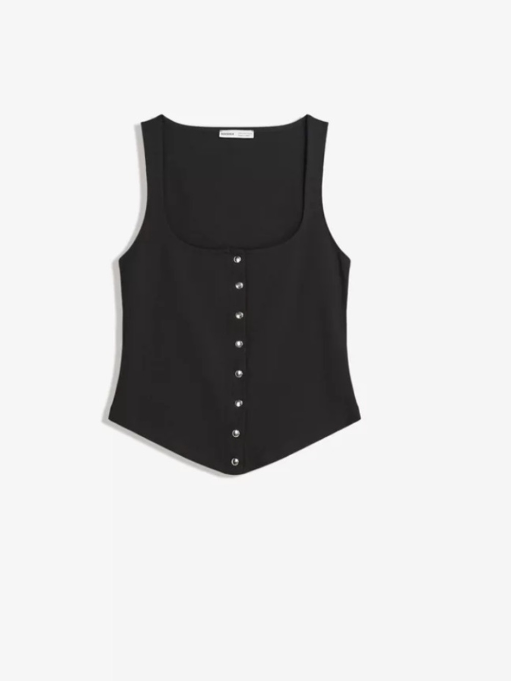 Bershka Black Snap-Front Pointed-Hem Camisole